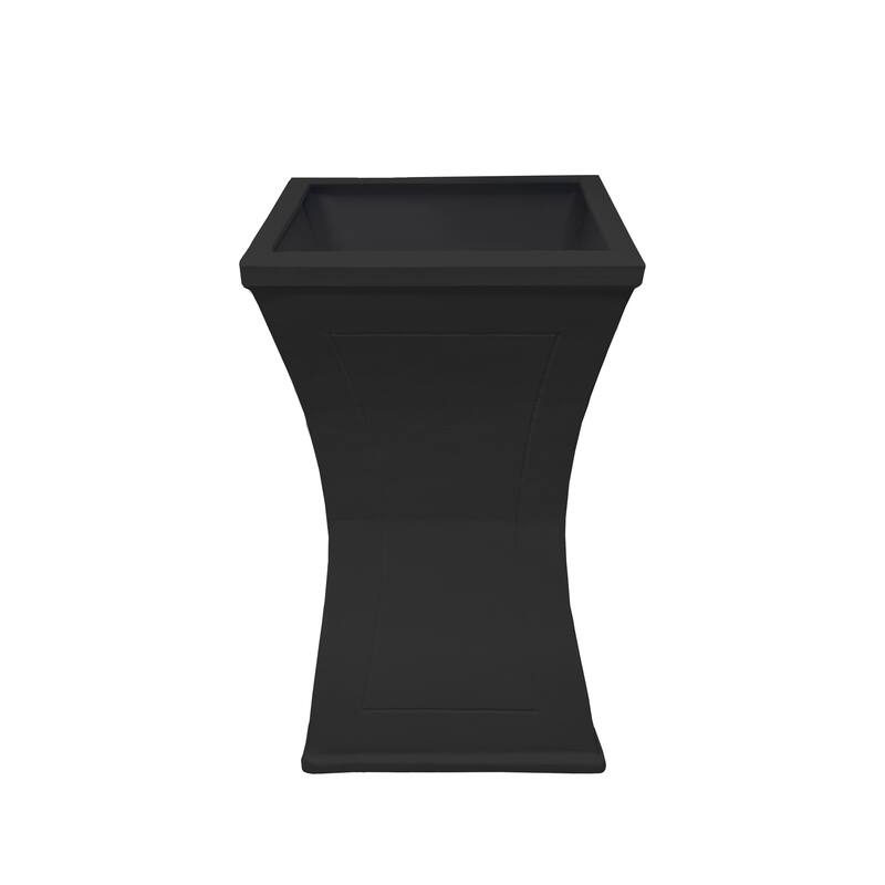 Modern Square Cast Aluminum Metal 40-in Bird Bath and Planter Vase Combo