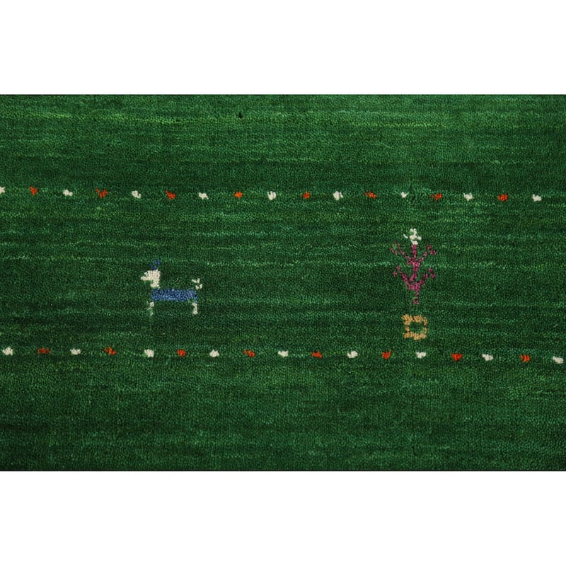 Hand Knotted Oriental 100% Wool Carpet Tribal Tribal Green Gabbeh Area Rug - 7' 8'' X 5' 0''