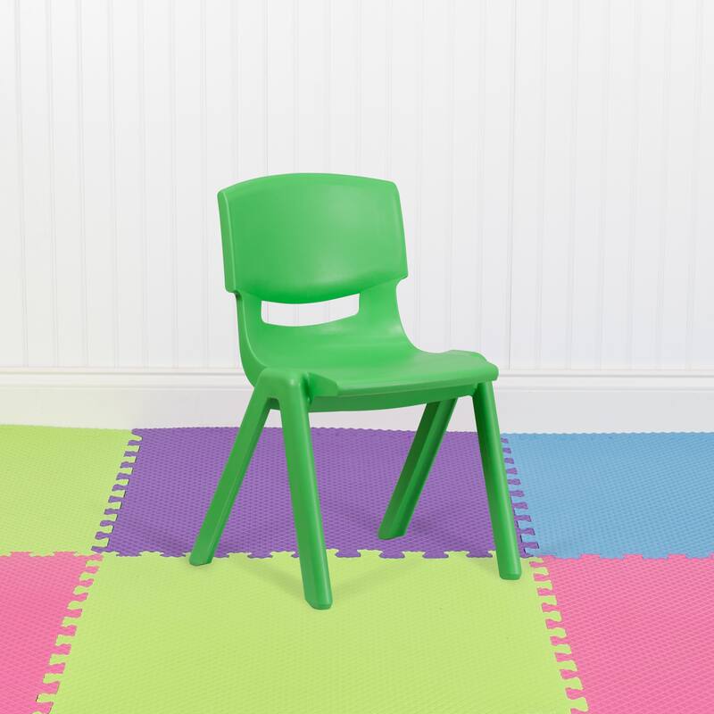 5 Pack Plastic Stackable School Chair with 15.5'' Seat Height - Green