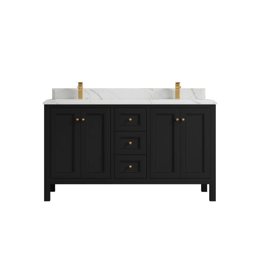 Willow Collections 60 in. W x 22 in. D Nashville Double Bowl Sink Bathroom Vanity with Countertop