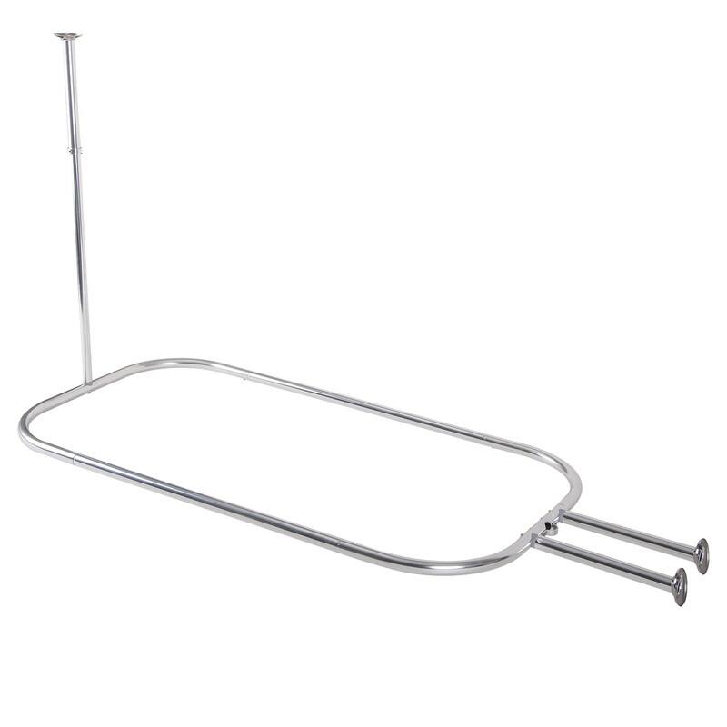 Utopia Alley Rustproof Wall Mounted Aluminum Hoop Shower Rod With Ceiling Support for Clawfoot Tub, 46 * 22 in