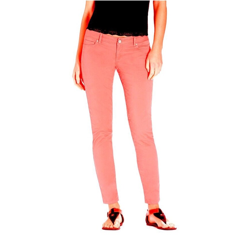 Shop Aeropostale Womens Ashley Solid Ultra Neon Woven Skinny Fit