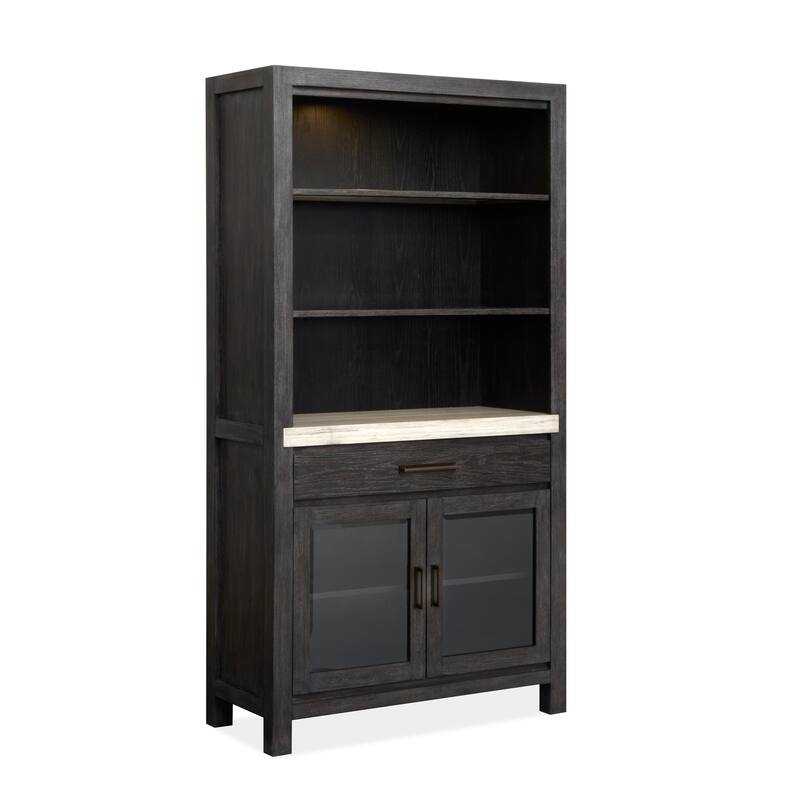 Magnussen Home Plum Creek Ravenwood Black Display Cabinet - 42''W x 18''D x 80''H - 42''W x 18''D x 80''H - Ravenwood Black