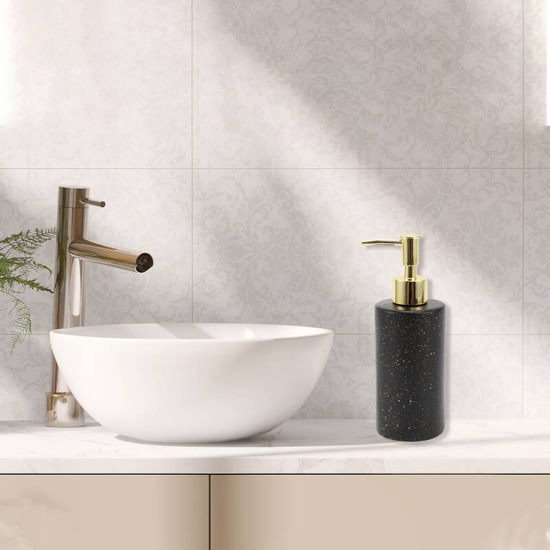 Cylindrical Classic Soap Pump Dispenser for Hotels 350ml 1 Pcs - Black Gold Tone