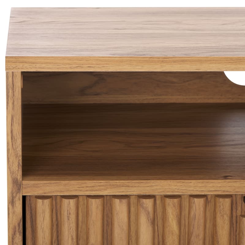 SAFAVIEH Lylia 2-Drawer 2-Shelf Entertainment Media Stand (Fits up to 65" Flatscreen TV) - 60.4 in. x 15.6 in. x 24.8 in.