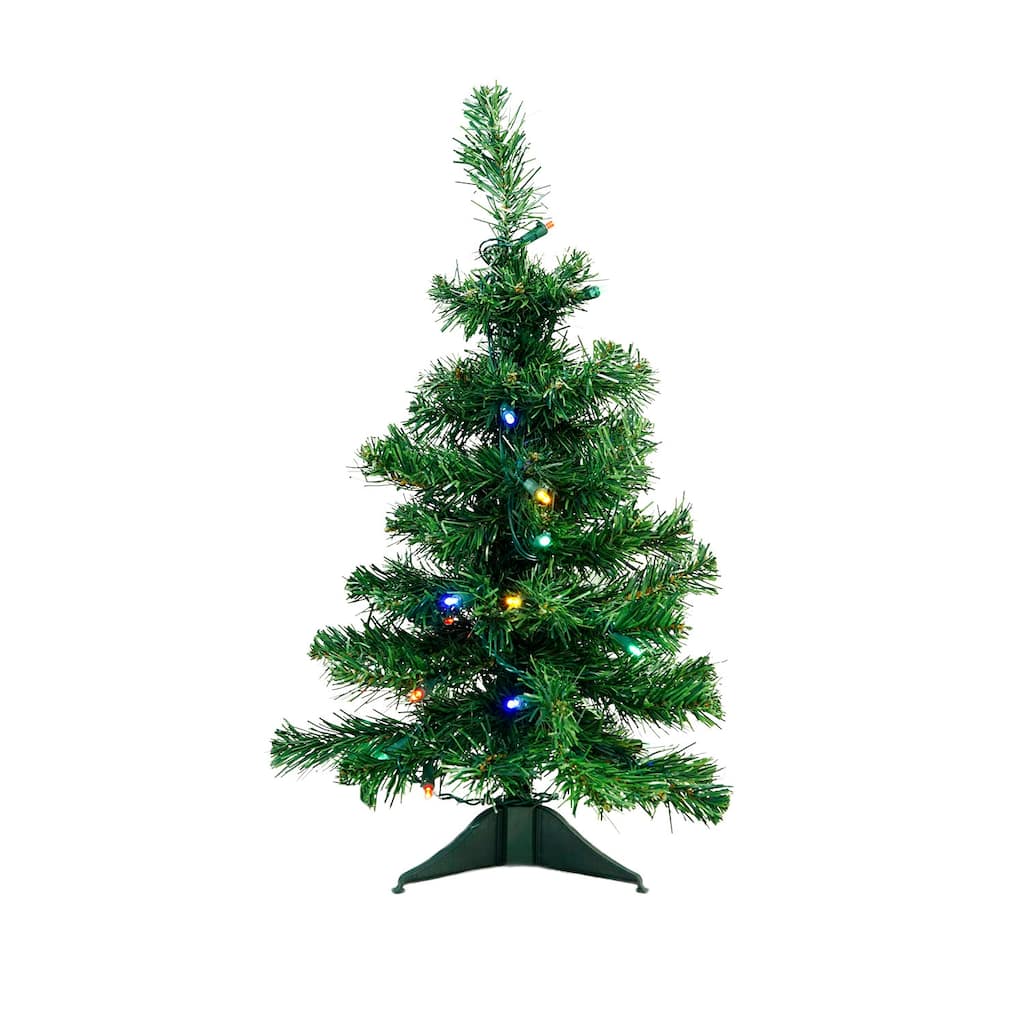 2' Medium Mixed Classic Pine Artificial Christmas Tree Multicolor LED - 2 Foot
