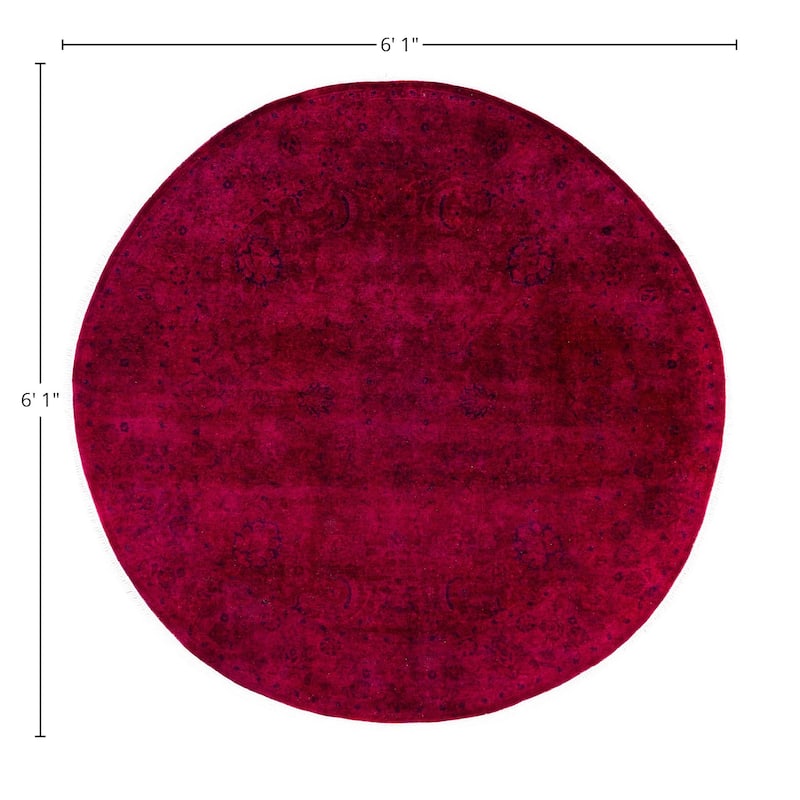 Overdyed One-of-a-Kind Hand-Knotted Area Rug - Pink - 6' 1" x 6' 1"