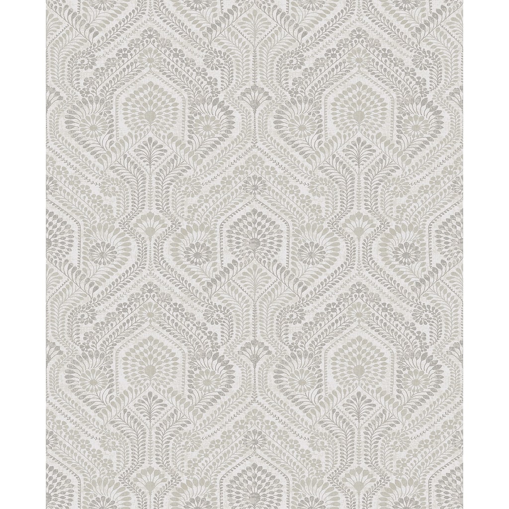 A-Street Prints Fernback Grey Ornate Botanical Wallpaper