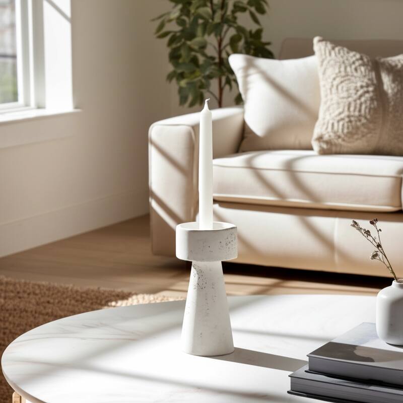 Pottery Taper Holder Cylindrical Top and Conical Base Design for Home