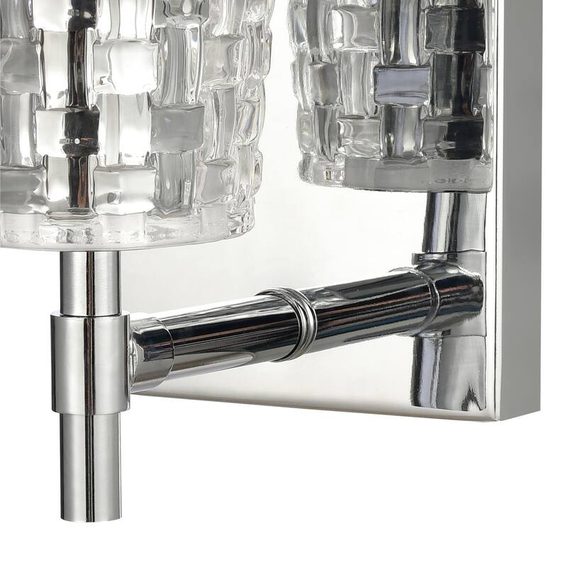 1-Light Vanity Light with Woven Pattern Glass Shades - 9" - Polished Nickel Finish