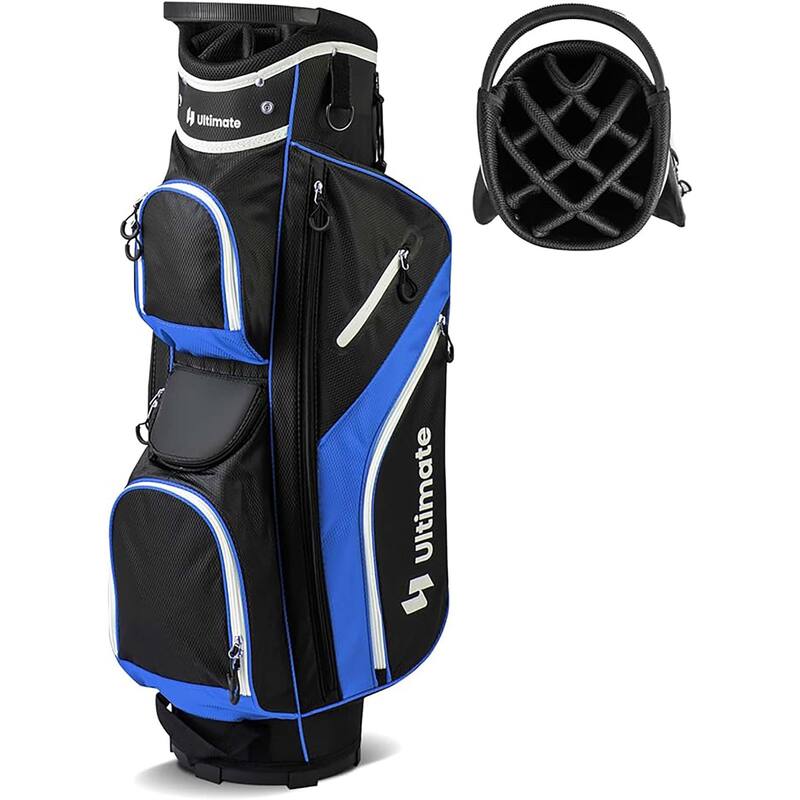 Lightweight Golf Cart Bag w/ Top Dividers Pockets & Cooler Bag - Blue