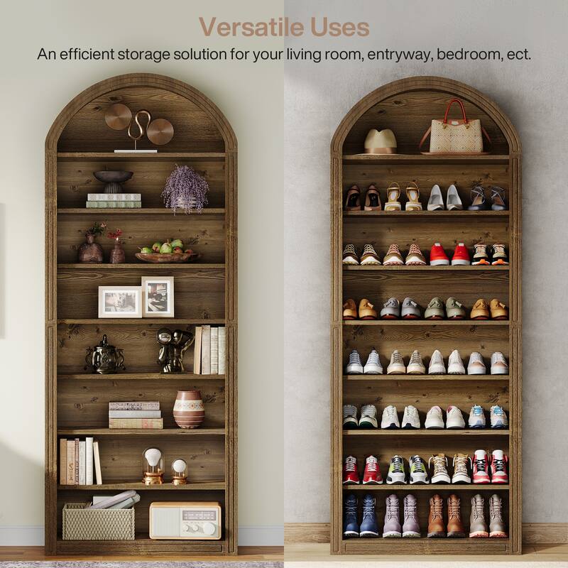 79.53" Tall Modern Arched Bookshelf for Living Room, Study