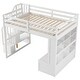 preview thumbnail 22 of 23, Stairway Wood Loft Bed with Bulit-in Desk & Storage Shelevs, Full Size Loft Bed Frame w/ Storage Staircase & 2 Bulit-in Drawers