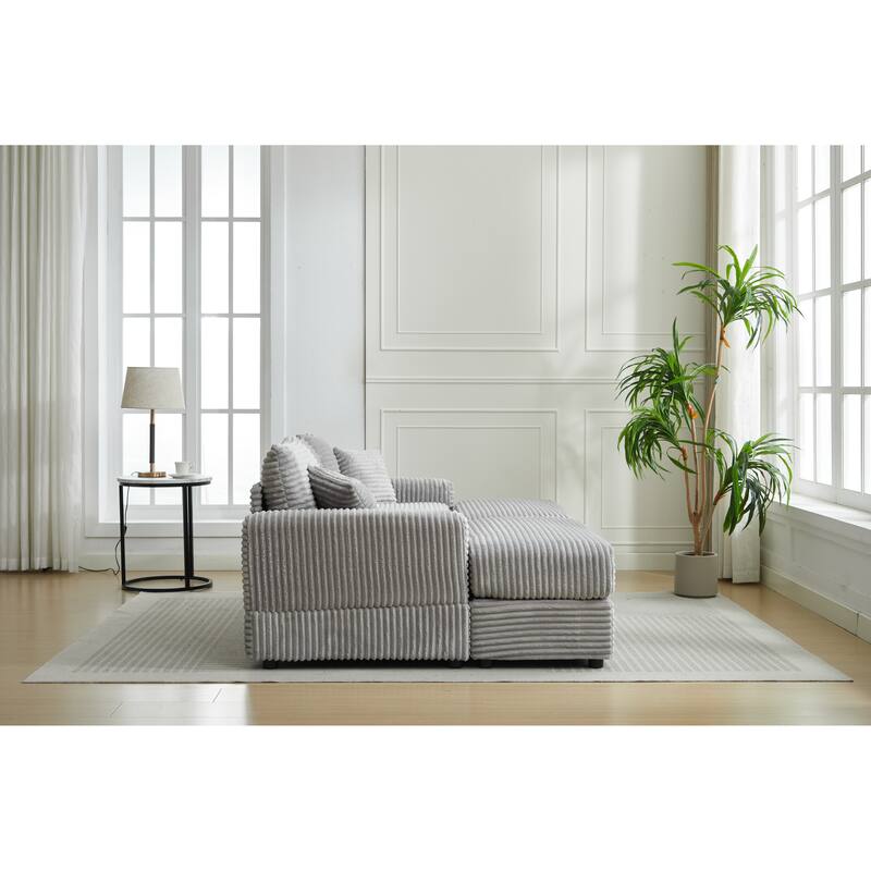 82" Corduroy 2-Piece Sectional Sofa with Slipcovers & 2 Pillows