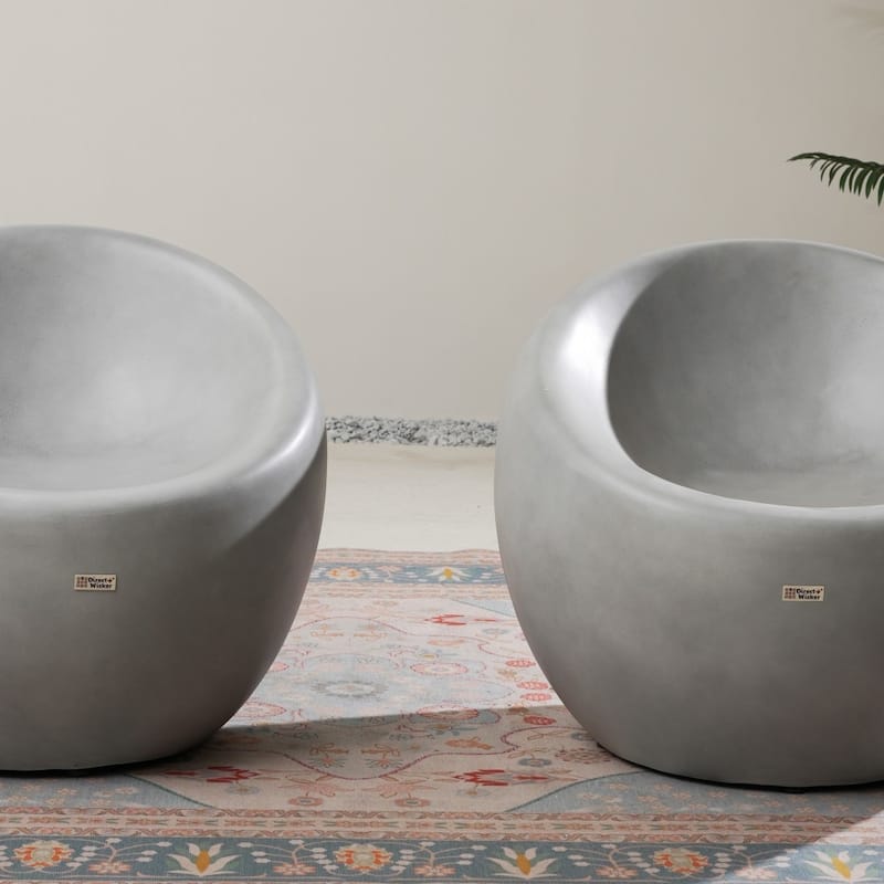 Modern Outdoor Terrafab Composite High-grade Cement Finish Stool Sofa Set (Set of 2)