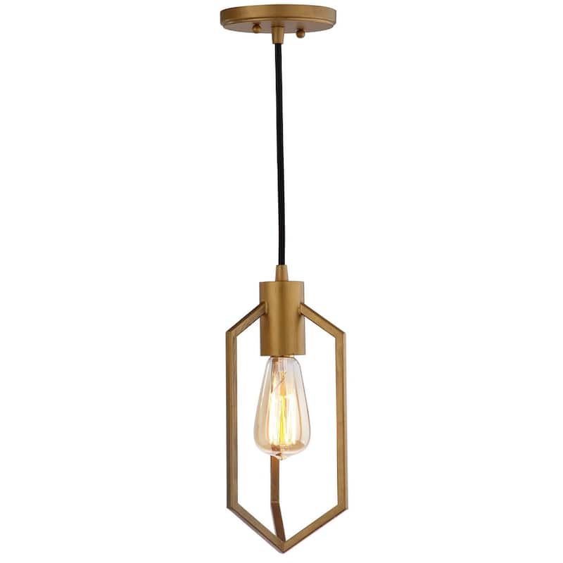 SAFAVIEH Lighting Eastwood Adjustable 1-light Edison Bulb Gold Pendant - 6"W x 6"D x 86"H