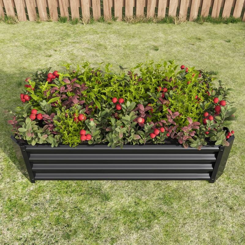 Metal Raised Garden Bed Rectangle Raised Planter for Flowers Plants Vegetables - 47.24"L * 24.00"W * 11.81"H