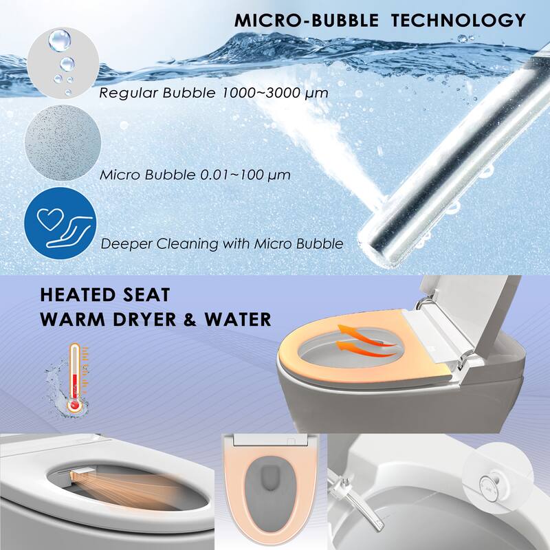 Benolti BN-6100S,1-Piece Tankless Smart Bidet Toilet, Auto Flush, Heated Seat