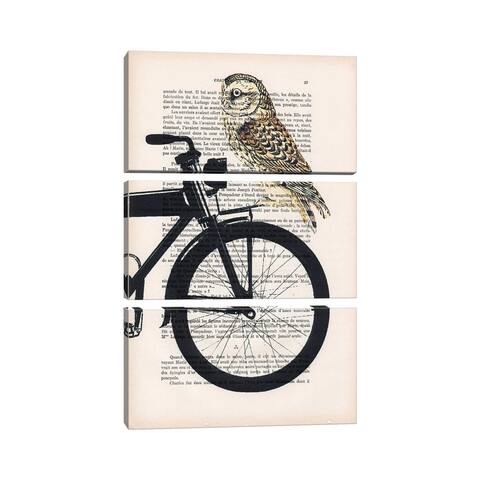 iCanvas "Owl On Bicycle" by Coco de Paris 3-Piece Canvas Wall Art Set