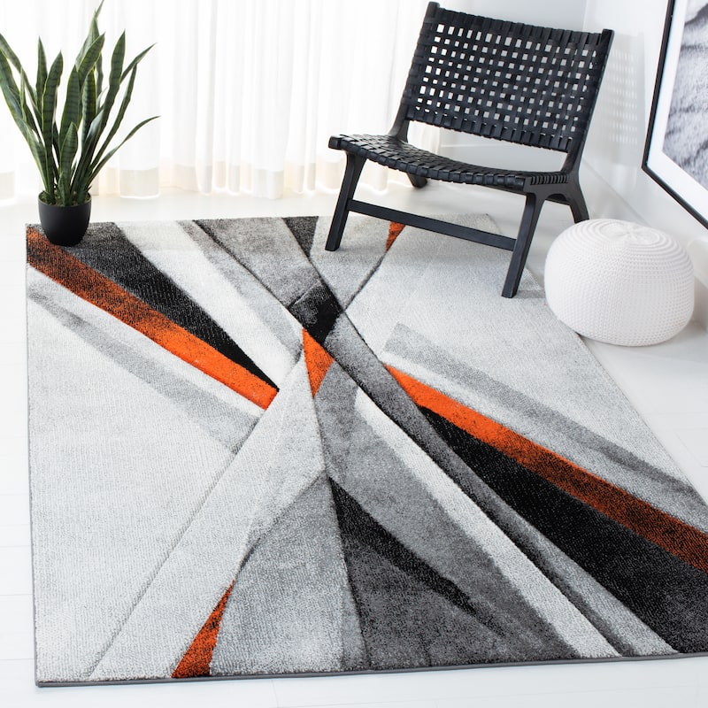 SAFAVIEH Hollywood Takae Mid-Century Modern Abstract Rug - 4' x 6' - Grey/Orange