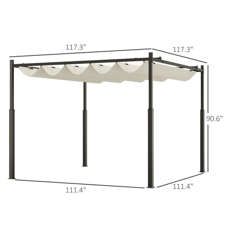 GDFStudio - 10'x10' Outdoor Retractable Pergola with Magnetic Canopy & Upgraded Hooks