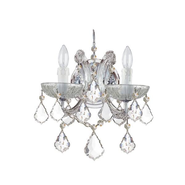 slide 1 of 1, Maria Theresa 2 Light Clear Crystal Chrome Sconce - 10.5'' W x 12.5'' H x 7'' D