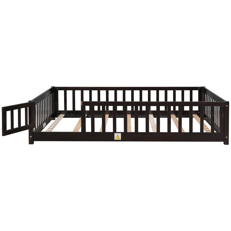 Modern Floor Platform Bed with Fence and Door