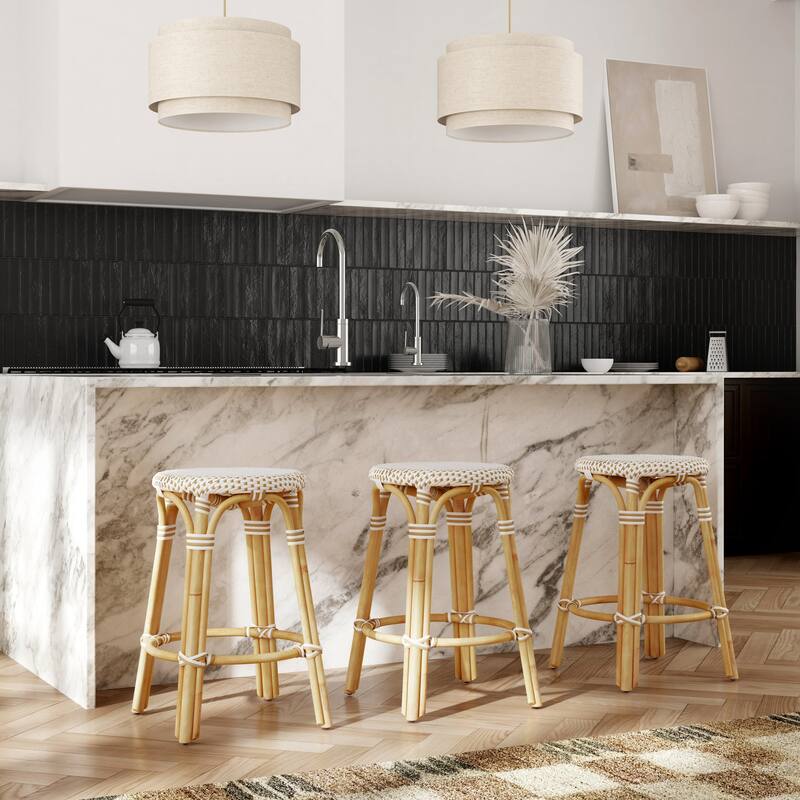 Tobias 24" Rattan Round Counter Stool