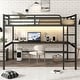 preview thumbnail 2 of 6, Sleek Black Metal Loft Bed: Integrated Power Outlet & LED Lighting, Ultra Space - Saving, and Noise - Minimized