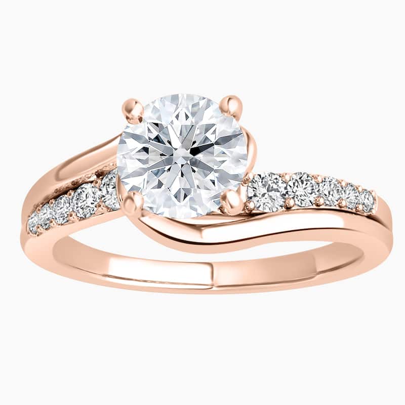 Auriya 14k Gold Round Lab Grown Wrap-Around Engagement Ring 1.00 to 5.00 ct. tw. (F-G, VS) - 5.00 carats - Rose - 8
