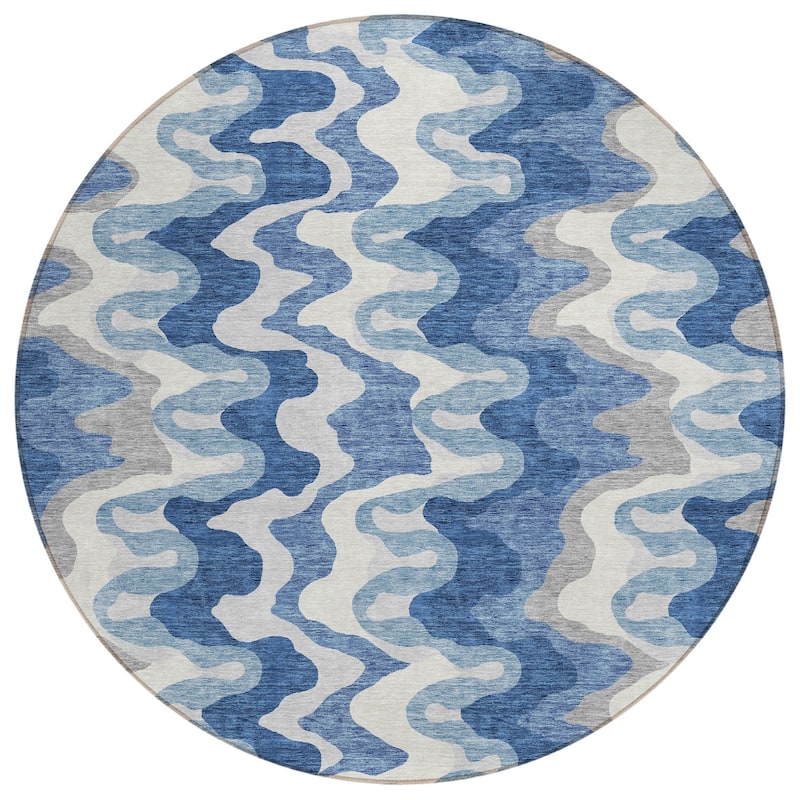 Machine Washable Indoor/ Outdoor Chantille Abstract Ripples Rug