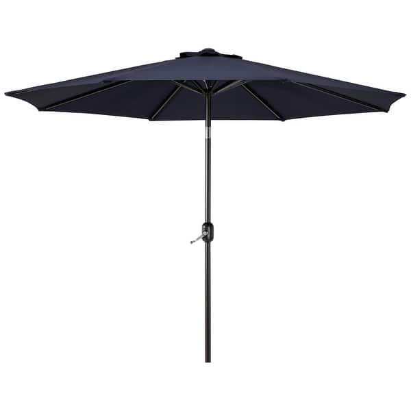 9 table patio umbrella WestinTrends 9 ft Outdoor Patio Market Table Umbrella with Round Resin Base, Black/White Stripe