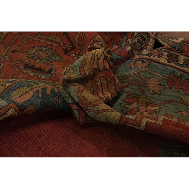 Hand Knotted Oriental 100% Wool Carpet Traditional Medallion Oranges & Rust Heriz (serapi) Area Rug - 15' 6'' X 9' 8''
