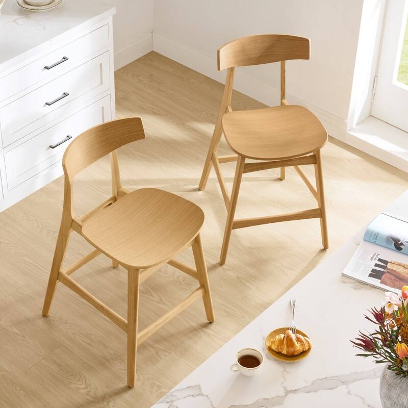 Spruce & Spring Modern Farmhouse Bar Stool with Bentwood Back and Saddle Seat