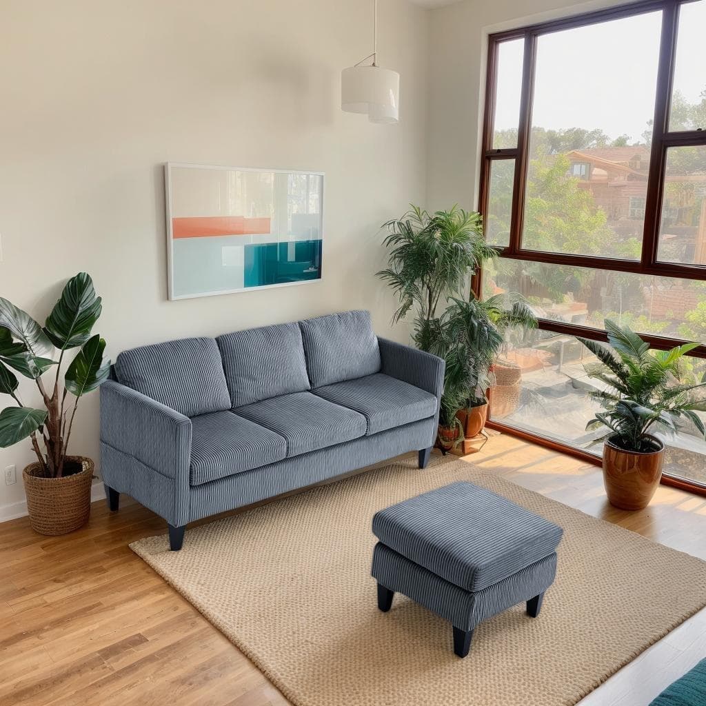 4 Seat Velvet L-Shaped Sofa with Chaise and Padded Corduroy Multi-functional Modern Sectional Couch - 88.18 in.L x 31.5 in.H