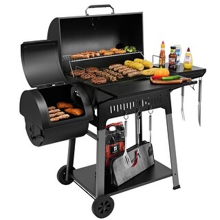 Royal Gourmet CC1831S Barrel Charcoal Grill with Offset Smoker