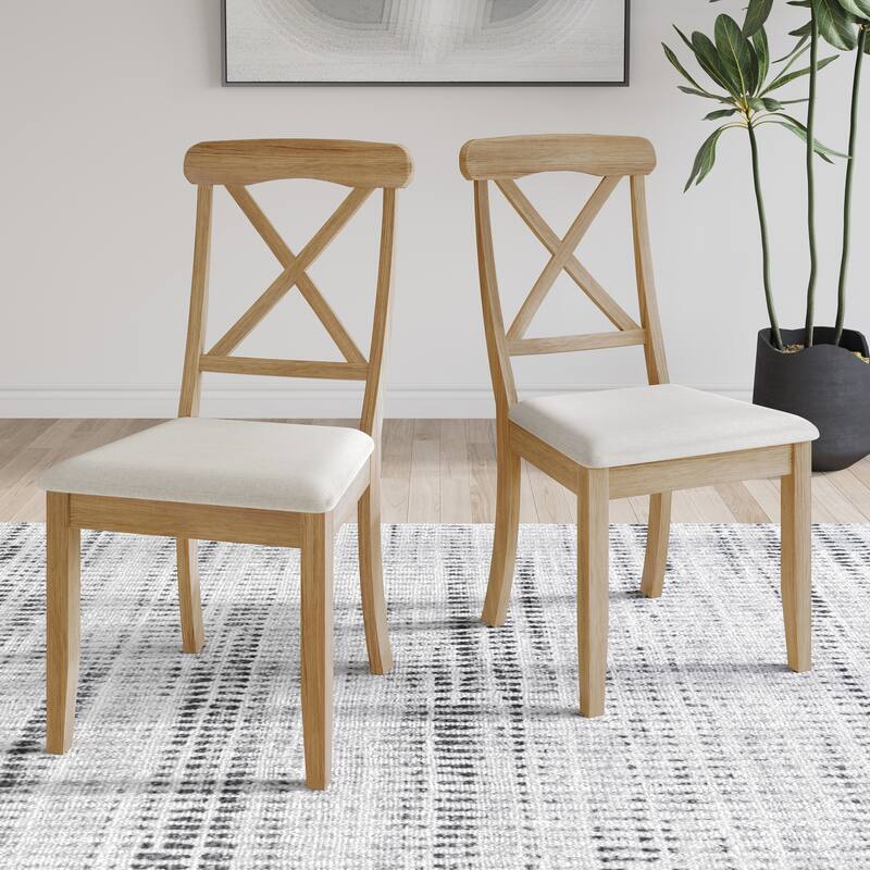 CraftPorch Farmhouse Style Wooden Dining Chairs (Set of 2) - N/A