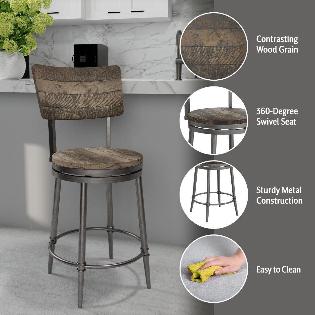 Hillsdale Furniture Jennings Wood and Metal Swivel Stool On Sale