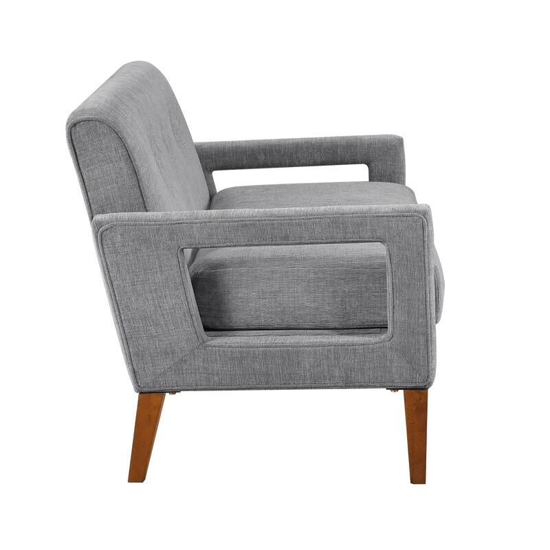 Modern Living Room Furniture Loveseat Gray Chenille Upholstery Pocket Coils Solid Wood Legs Furniture 1Pc