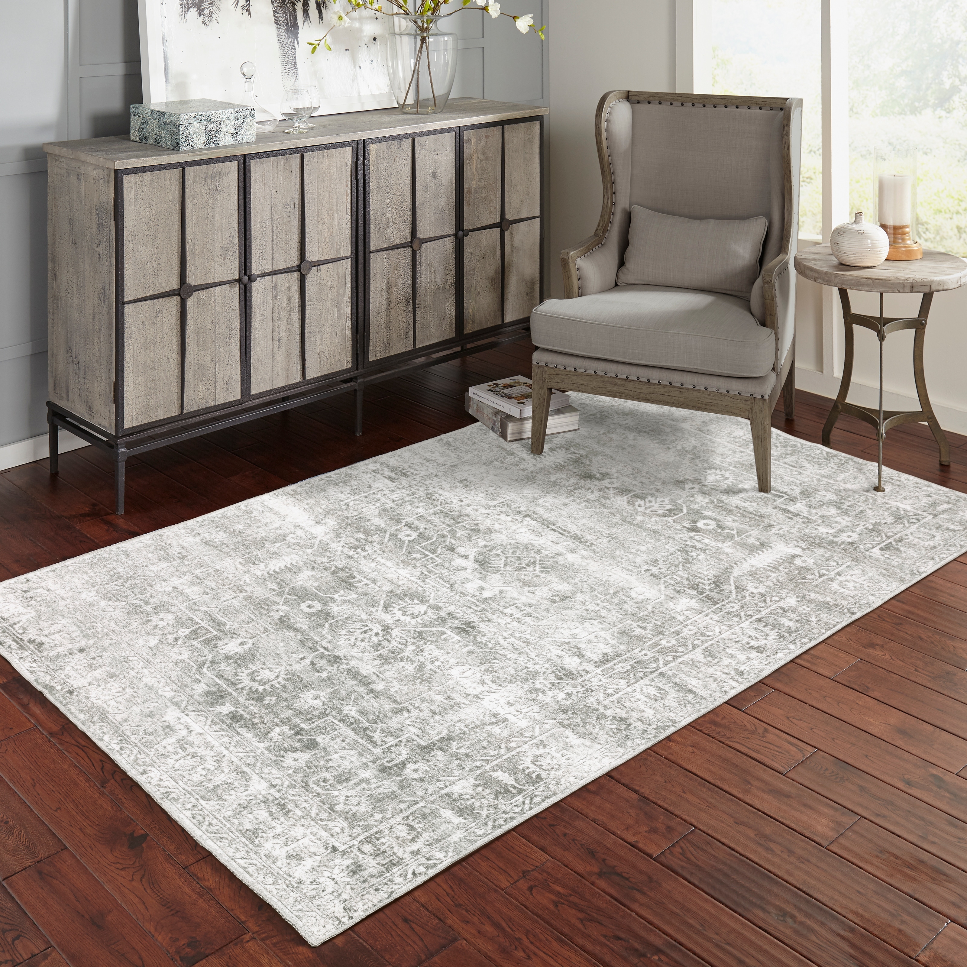 Style Haven Marissa Washable Distressed Oriental Sage Green/ Grey Area Rug  - On Sale - Bed Bath & Beyond - 35738009
