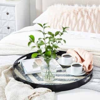 Black Shell Modern Tray (Set of 3) - 24 x 24 x 2Round