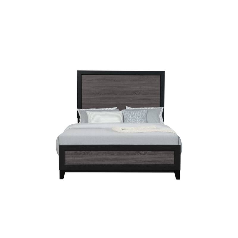 HomeRoots Gray and Black Wood King Bed Frame