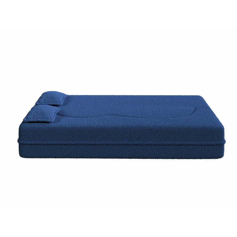 Modern Floor Sofa with 2 Pillows Foam-Filled Sleeper Sofa Bed