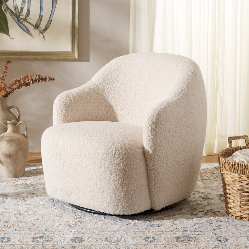 SAFAVIEH Theoden Swivel Accent Chair (Fully Assembled) - 28"W x 32"D x 31"H - Off White