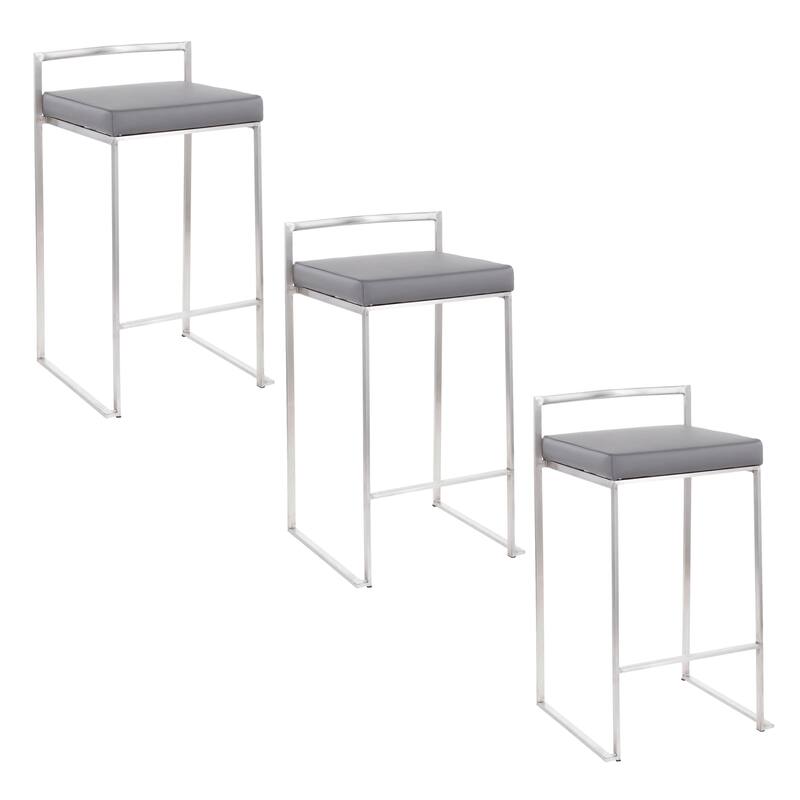 Silver Orchid Forrest Stainless Steel Stackable Fully Welded Counter Stool (Set of 3)