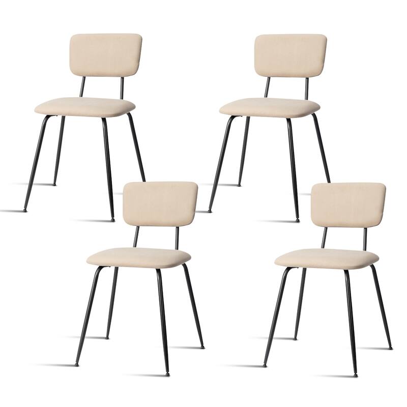 Iron Modern Padded Office Chairs Adjustable Foot Pads Set - Beige-4pc