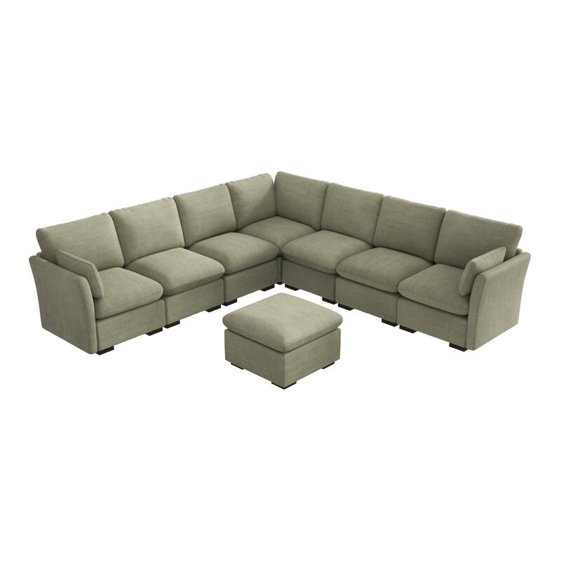 Bush Home Sienna Modular 6-Seater Sectional with Storage Ottoman - Soft Green