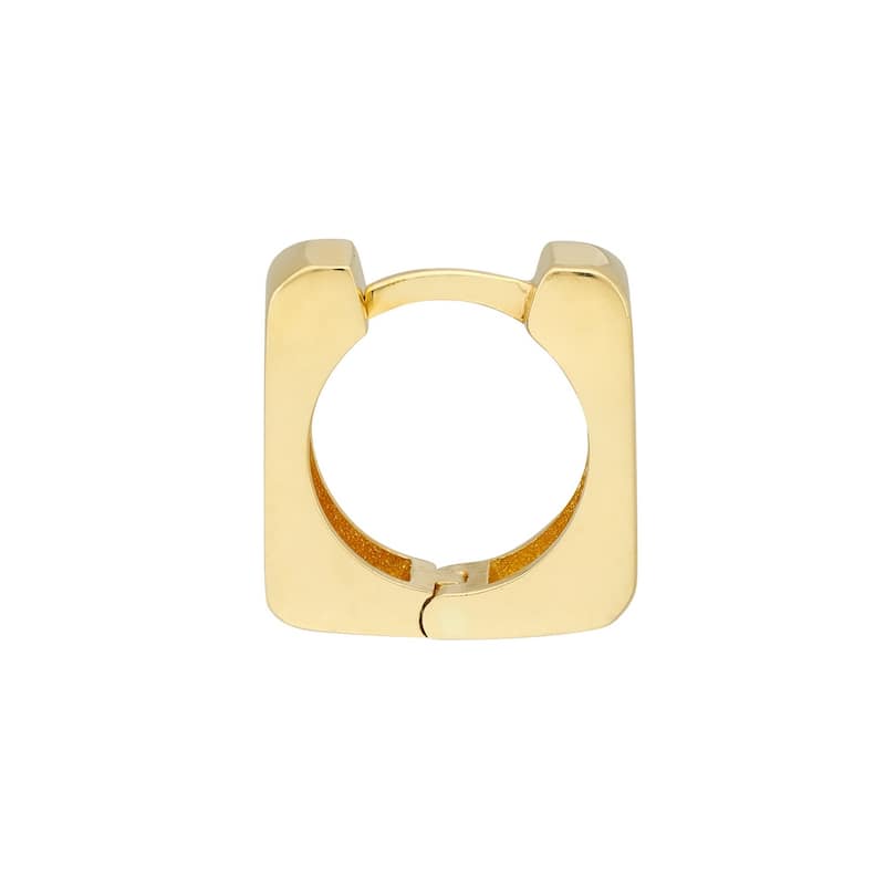 Curata 14k Yellow Gold 10.5x4mm Small Square Hinged Hoop Earrings