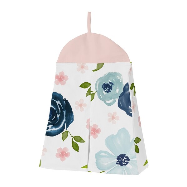 navy and pink floral crib bedding