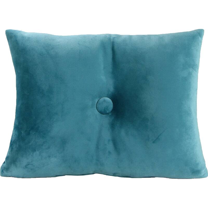 20" x 14" Solid Tufted Indoor Lumbar Throw Pillow with Button - Teal